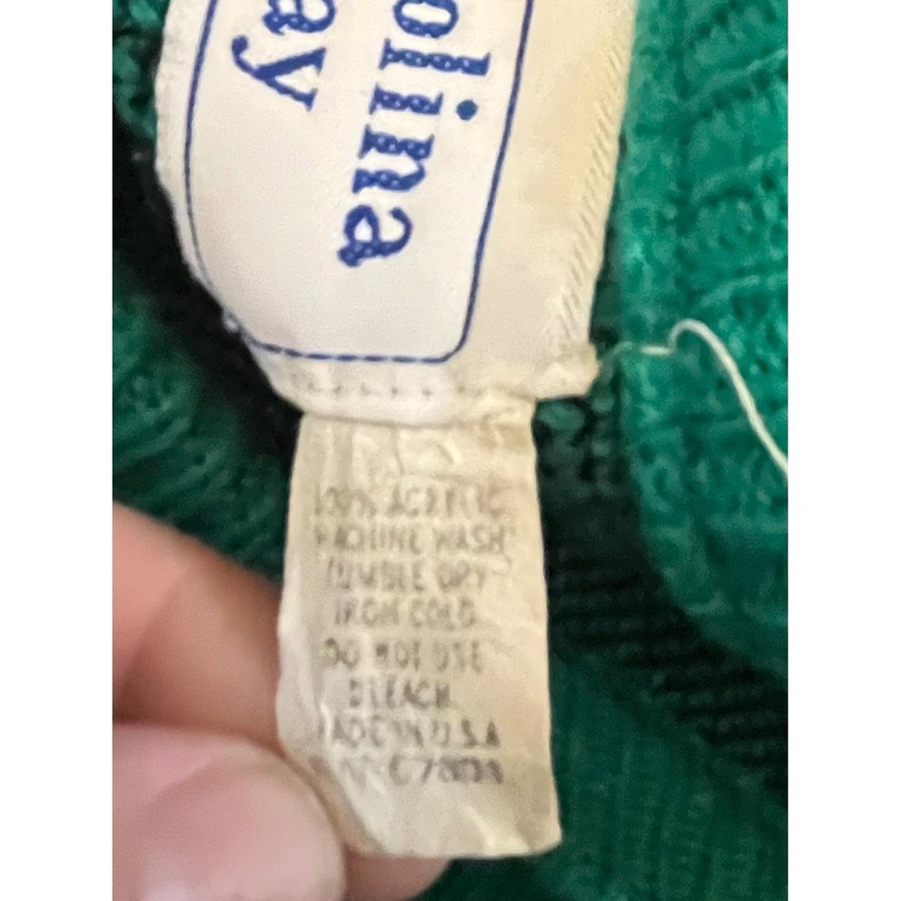 Vintage 80s Carolina Bay Green Geometric Knit Sweater Women's‎ L unique hipster - Picture 4 of 6